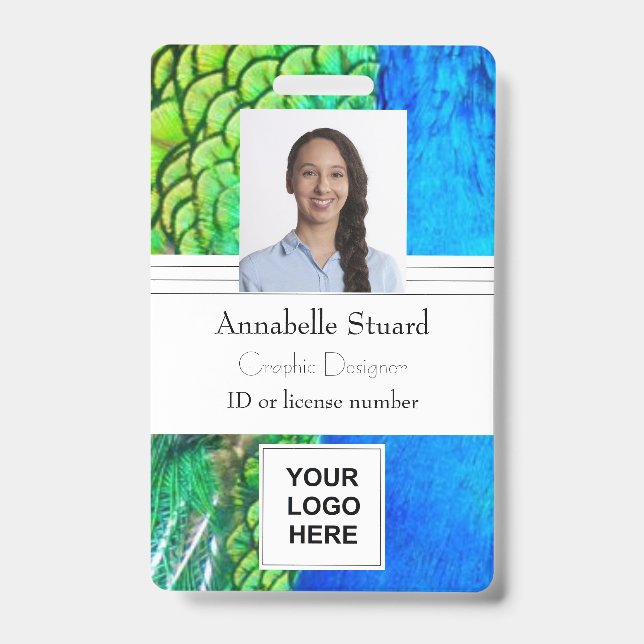 Crachá Empresa de artistas coloridos criativos da Peacock (Frente)