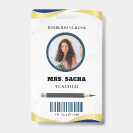 Crachá Empresa de Retratos de Professores Modernos, Azul 