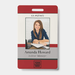 Crachá Empresa Moderna de ID de Foto de Funcionário Verme