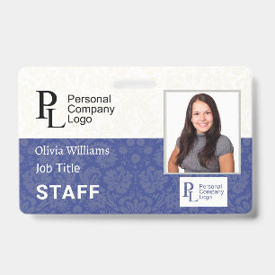 Crachá Empresa Personalizada Elegante Damask Foto ID da E