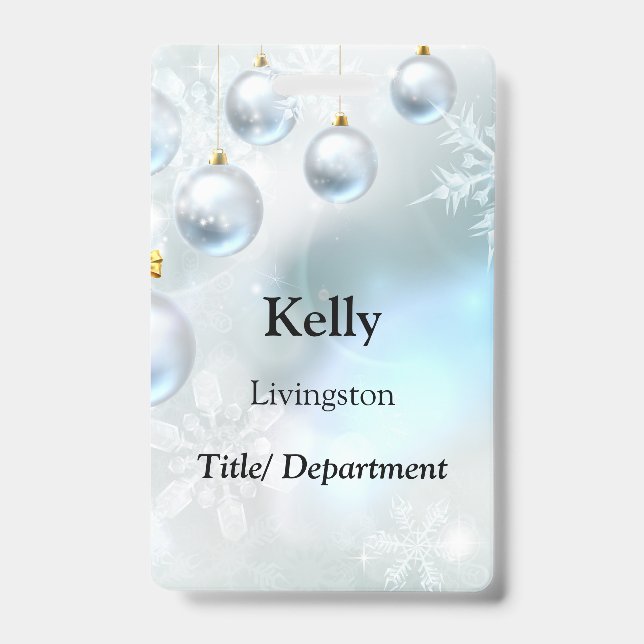 Crachá enfeites de natal e flocos de neve (Frente)
