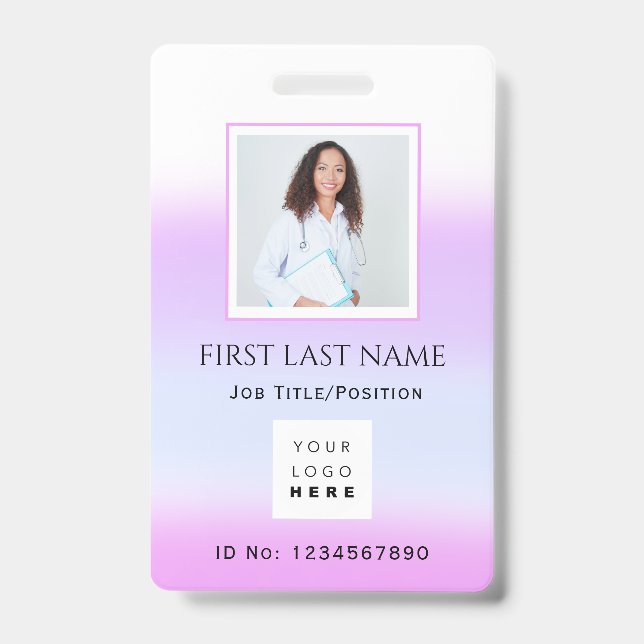 Crachá Enfermeira de Foto Código de Barras Médico Serviço (Frente)