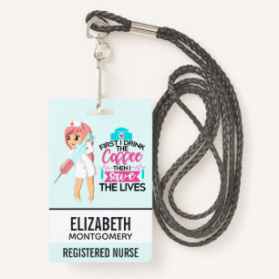 Crachá Enfermeira Engraçada Dizendo com Grande Agulha hip