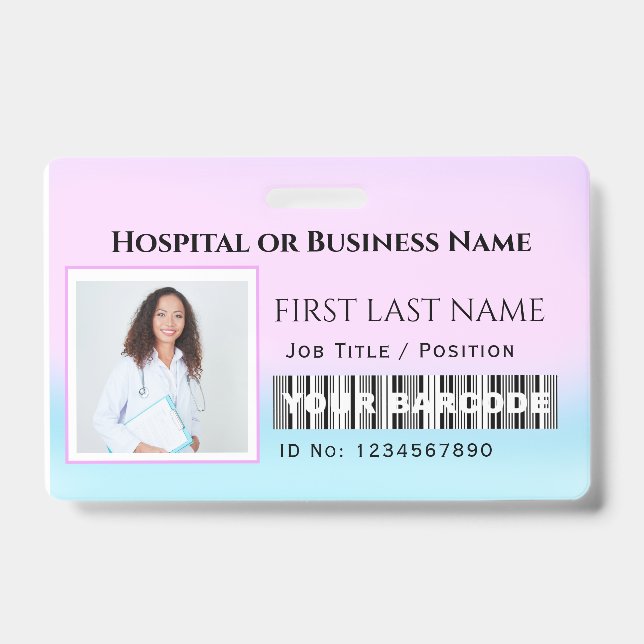 Crachá Enfermeira fotográfica com código de barras Horiso (Frente)