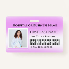 Crachá Enfermeira fotográfica com código de barras Hospit