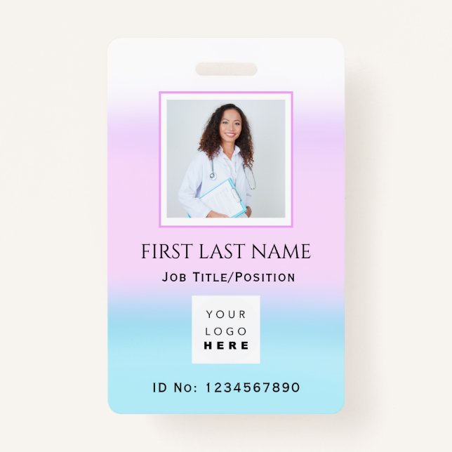 Crachá Enfermeira fotográfica com código de barras ID do  (Frente)