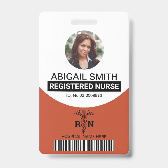 Crachá Enfermeira registrada em terracota caduceu foto  (Frente)