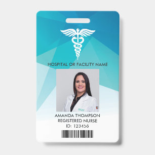 Crachá Enfermeira Registrada Moderno ID Foto Geométrico A