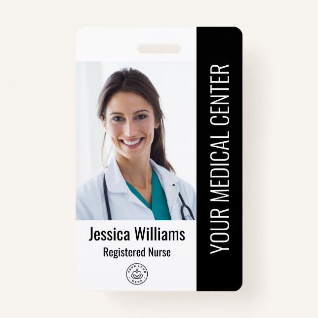 Crachá Enfermeira Registrada RN ID de Funcionário Preto (Frente)