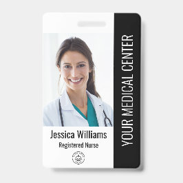 Crachá Enfermeira Registrada RN ID Funcionário Preto