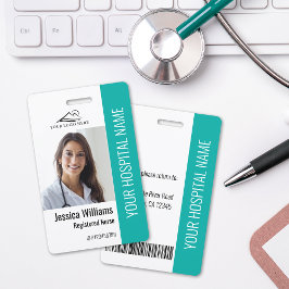 Crachá Enfermeira Registrada RN ID Médico Teal de Trabalh