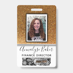 Crachá Enfermeiro Dourado Glitter Professional CNA Dr. Ph