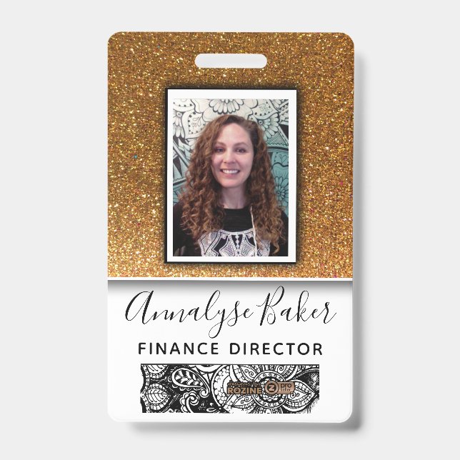 Crachá Enfermeiro Dourado Glitter Professional CNA Dr. Ph (Frente)