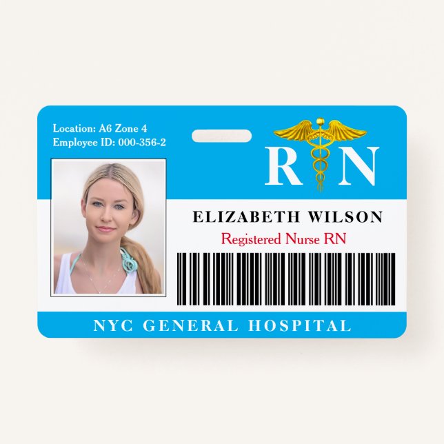 Crachá Enfermeiro| ID de Foto de Funcionário Médico Hospi (Frente)