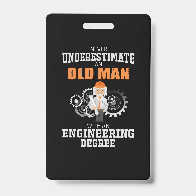 Crachá Engenheiro Velho Com Um Diploma De Engenharia (Frente)