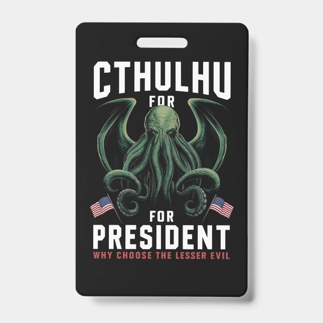 Crachá Engraçado 2024 Eleições Cthulhu para Presidente (Frente)