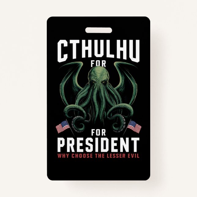 Crachá Engraçado 2024 Eleições Cthulhu para Presidente (Frente)