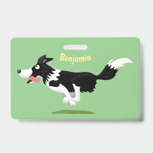 Crachá Engraçado Cão da Borda Collie executando desenho a