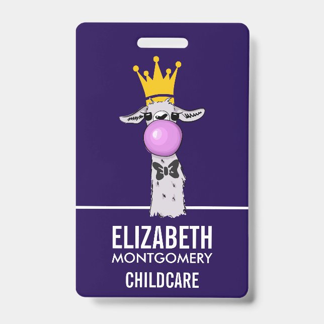 Crachá Engraçado Ilustração do Llama soprando uma bolha r (Front)