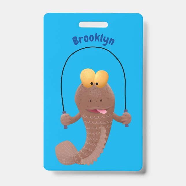 Crachá Engraçado saltando desenho de peixe (Frente)