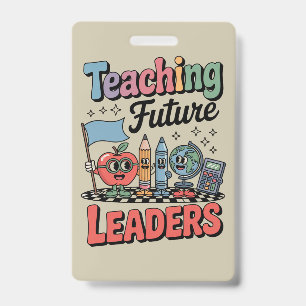 Crachá Ensino Retro Líderes Futuros Professor Groovy