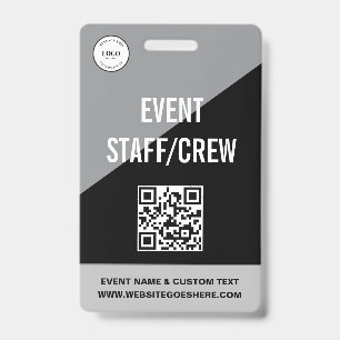 Crachá Equipe de Evento Personalizado Simples Código QR L