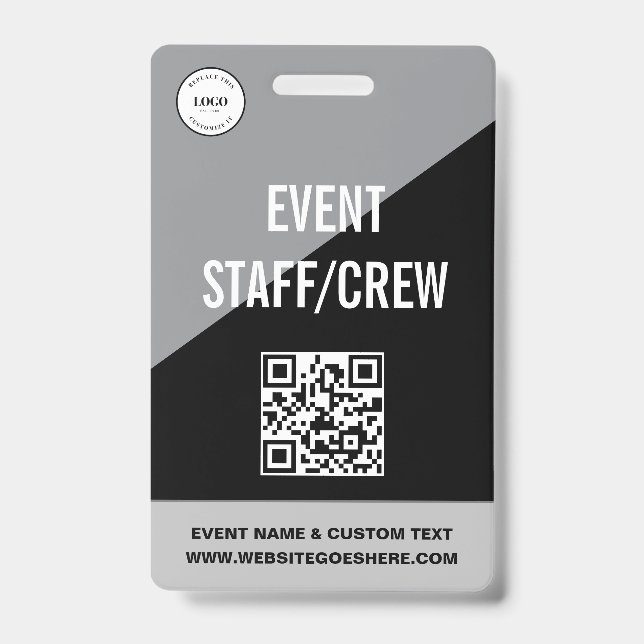 Crachá Equipe de Evento Personalizado Simples Código QR L (Frente)