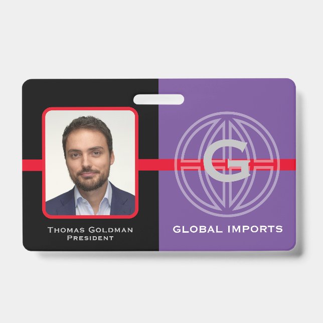 Crachá Equipe de Monograma Global Moderno (Frente)
