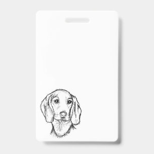 Crachá esboço desenhado pela mão preto, cachorrinho branc