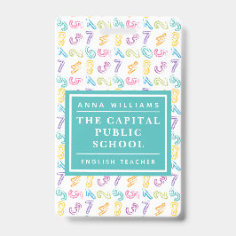 Crachá Escola Primária Colorida Professora de Matemática