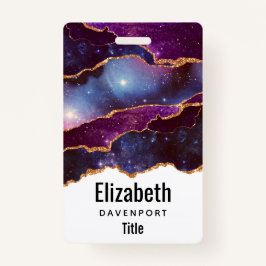 Crachá Espaço Azul e Roxo e Estrelas com Faixa Dourada