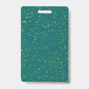 Crachá Espaço de Confetes Elegantes - Verde Teal e Dourad