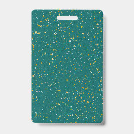 Crachá Espaço de Confetes Elegantes - Verde Teal e Dourad