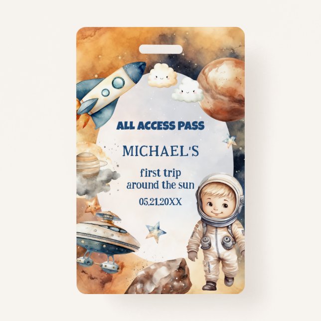 Crachá Espaço do astronauta - Primeira viagem em torno da (Frente)