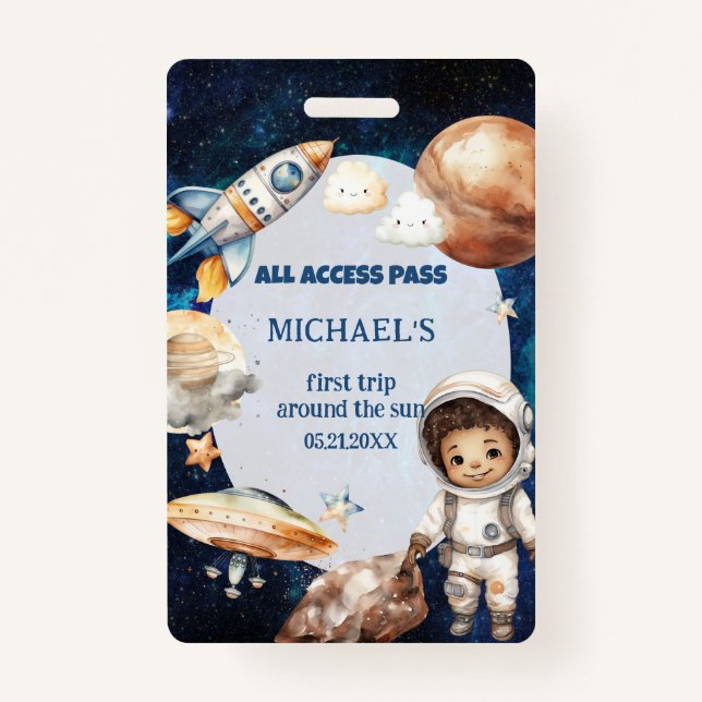 Crachá Espaço do astronauta - Primeira viagem em torno da (Frente)