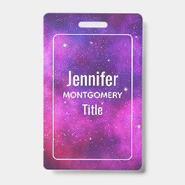 Crachá Espaço Rosa e Roxo e Estrelas Falso Galaxy