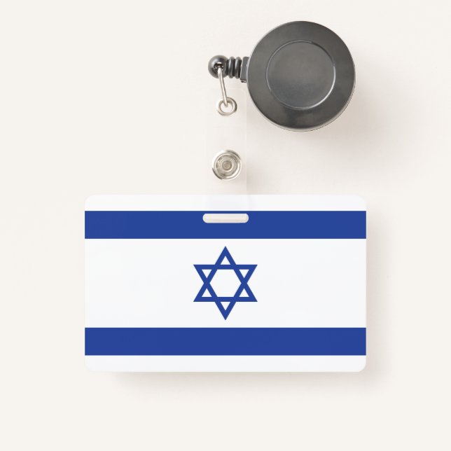 Crachá Estado de Israel Bandeira, Estrela do Judaísmo Dav (Frente com retrátil)