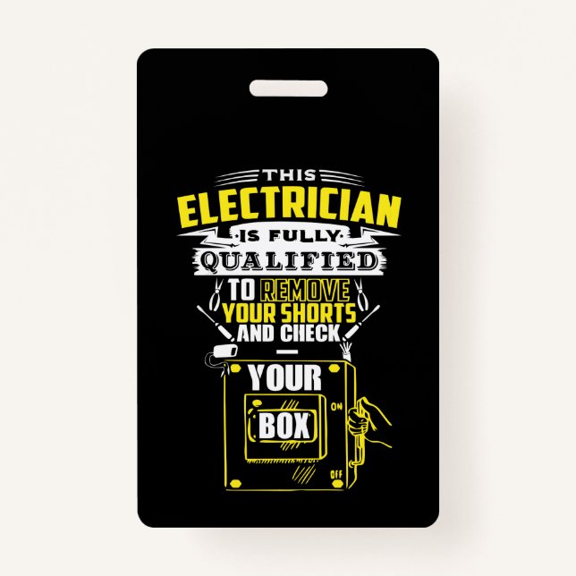 Crachá Este eletricista é totalmente qualificado (Frente)