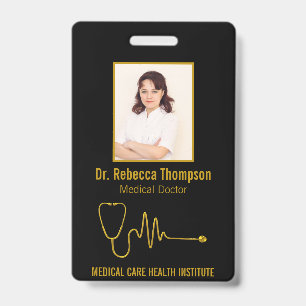 Crachá Estenoscópio de Ouro Onda ECG Linha EKG ID de Fo