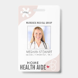 Crachá Estetoscópio Clínico Rosa Editável Ajudante de Saú