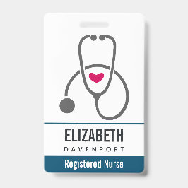 Crachá Estetoscópio de Enfermagem Cinza Simples