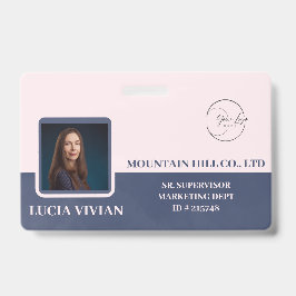 Crachá Estilo de Cor Bidirecional Marinho Azul Seco Nome 