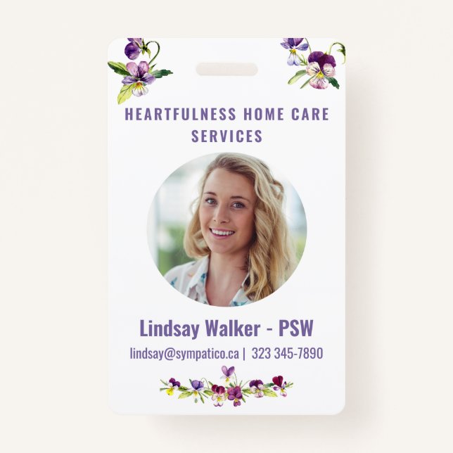 Crachá Estilo Floral Violeta bonito (Frente)