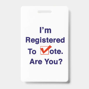 Crachá Estou Registrado para Votar 2026