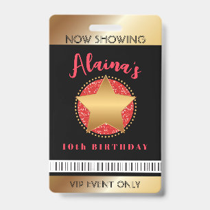 CRACHÁ ESTRELA DE CINEMA PASSAGEM VIP DE ANIVERSÁRIO HOLL