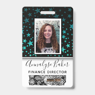 Crachá Estrelas Brilho Profissional CNA Enfermeira Foto N