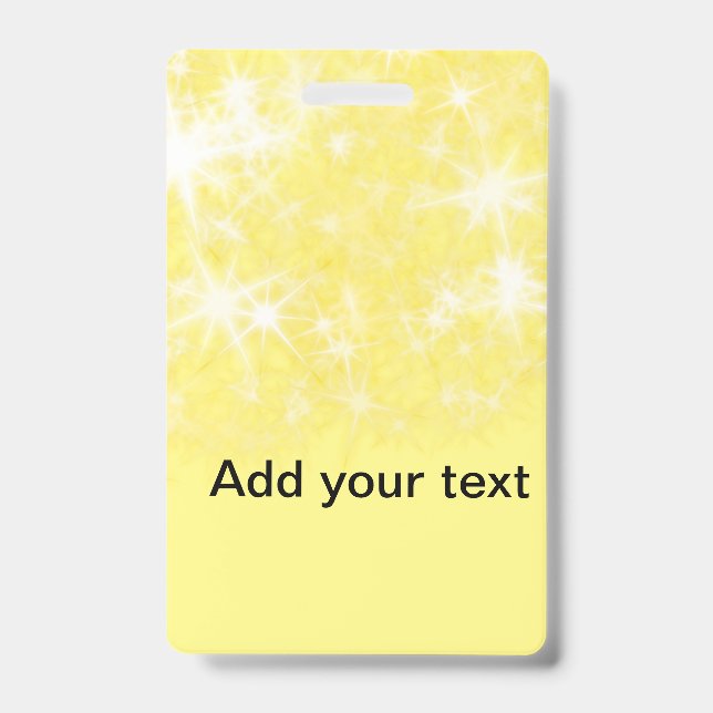 Crachá Estrelas simples de brilho amarelo adicione seu te (Frente)
