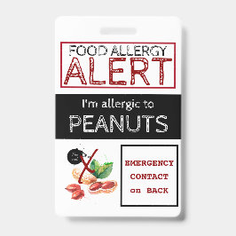 Crachá Etiqueta de Alerta de Alergia à Comida de amendoim