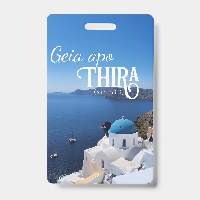 Crachá Etiqueta de bagagem de Santorini Grécia (Frente)