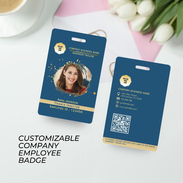 Crachá Etiqueta de código QR para funcionários Dourados e (Criador carregado)